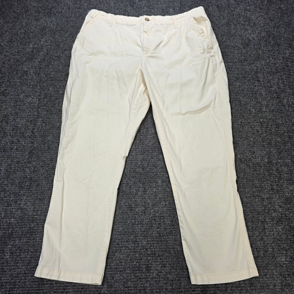 Old Navy Chino Pants Women's XL Cream Elastic Waist Cotton Stretch Straight